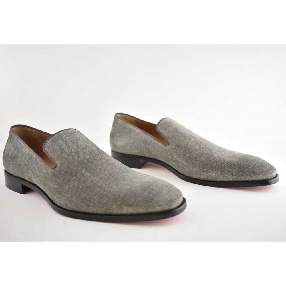 Christian Louboutin Mens Danny Flex Flat Crosta Silex Grey Dress Loafer 43 10